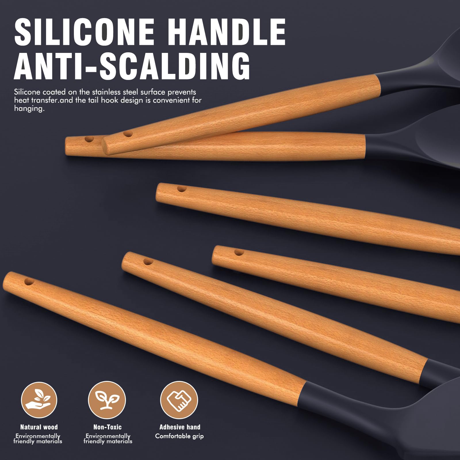 AVGPD espátula de silicona con mango de madera ideal para cocción suave y precisa.