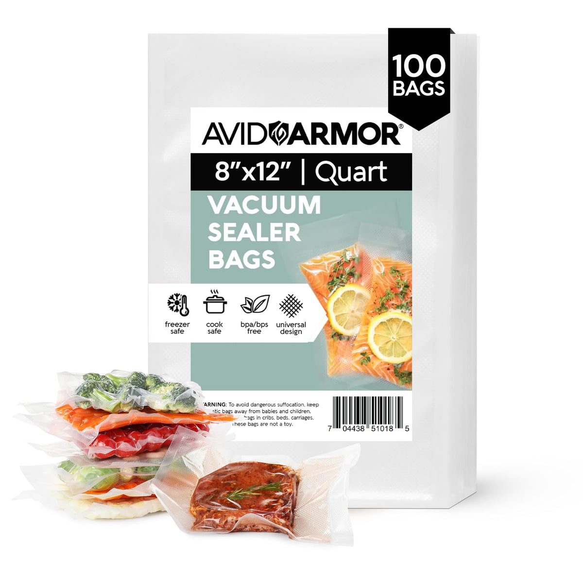 Avid Armor bolsas 8x12 frente del paquete, ideales para almacenamiento seguro