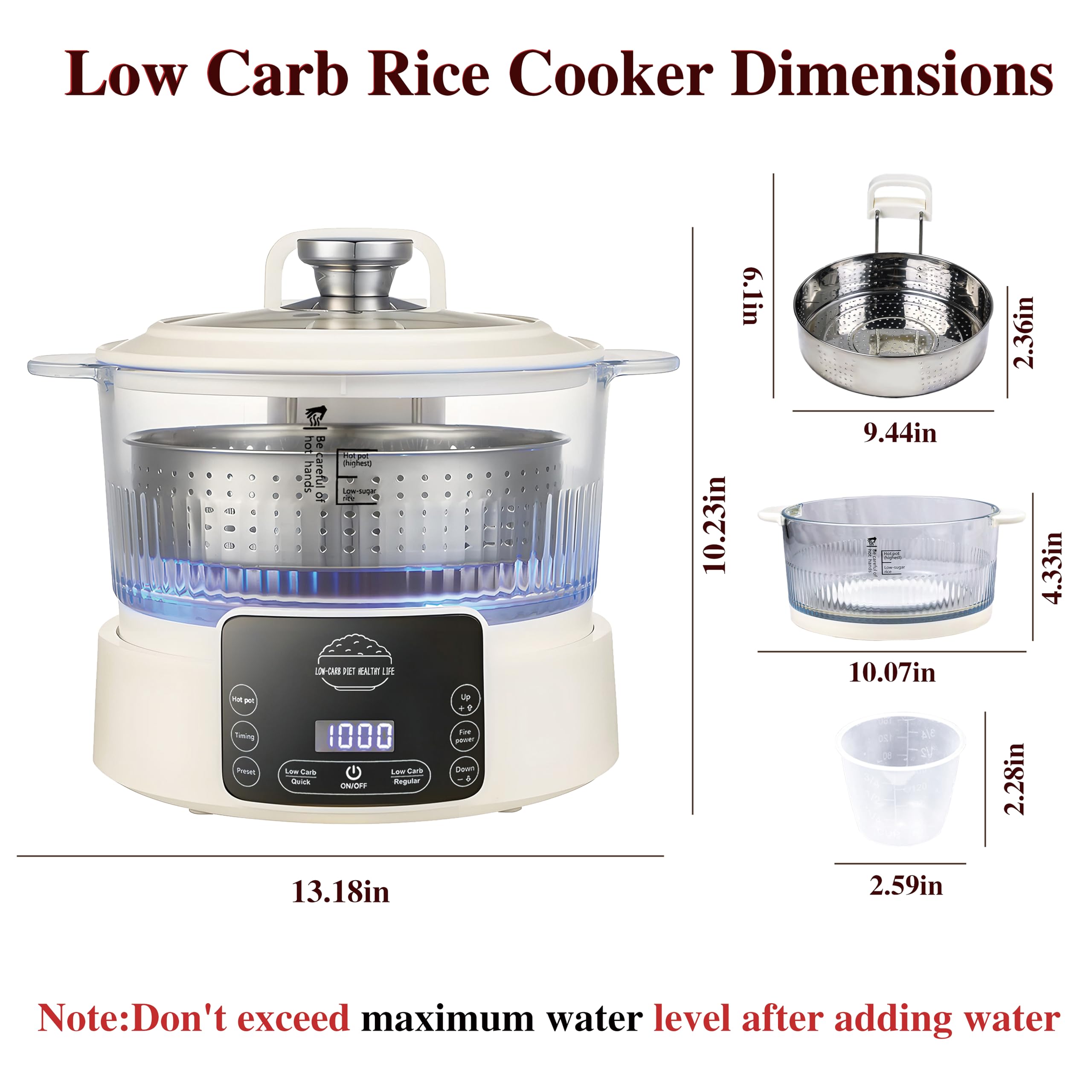 AVIF pantalla táctil en el cocedor arroz 5L para seleccionar modos con facilidad