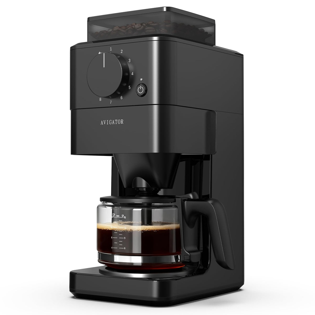 Avigator cafetera 10 tazas con molinillo integrado, listo para café fresco de grano a taza