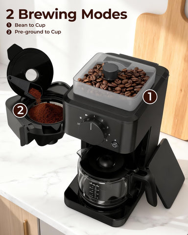 Avigator cafetera con molinillo integrado, molienda precisa para aroma intenso