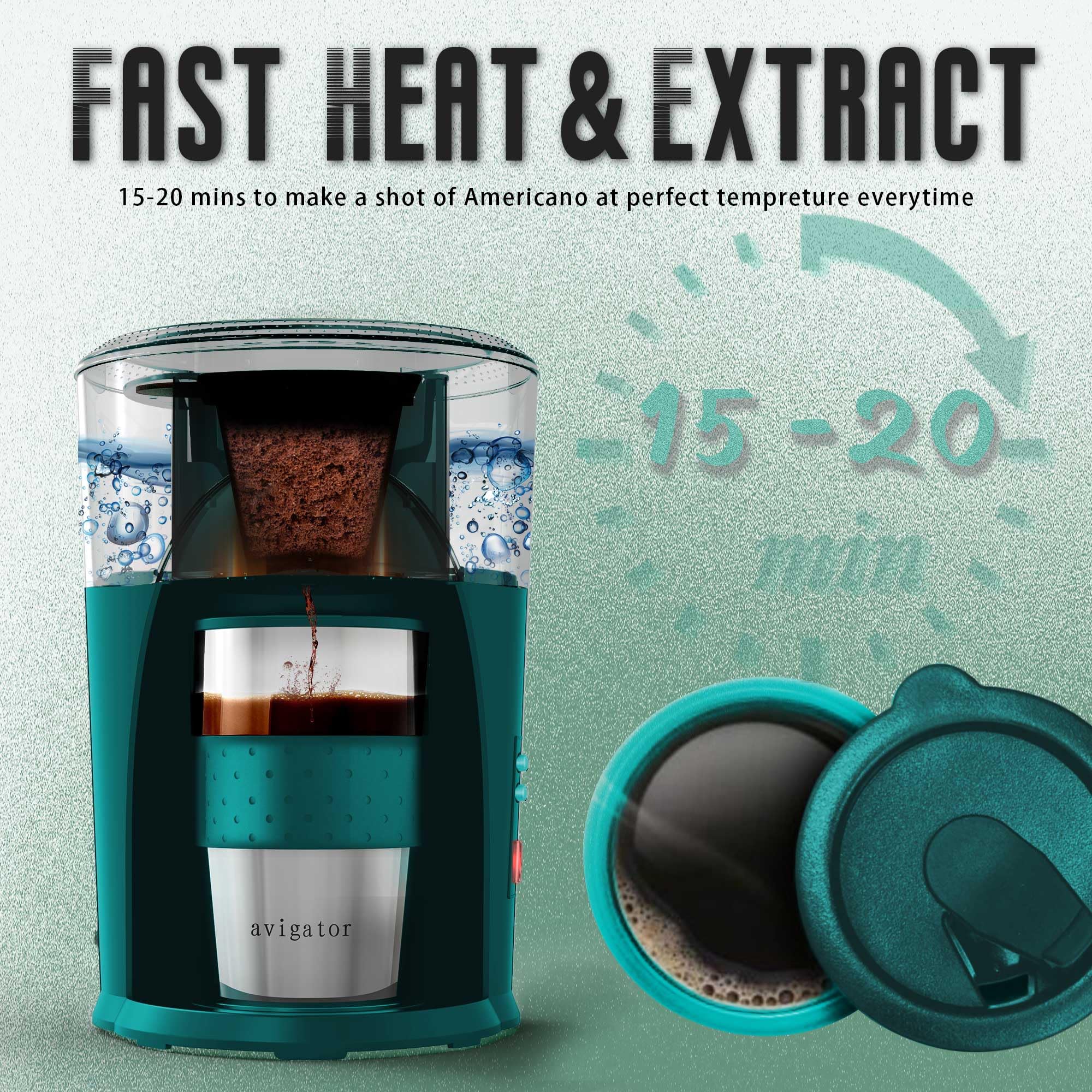 avigator cafetera-diseño-compacto, cabe en cualquier espacio del hogar u oficina.