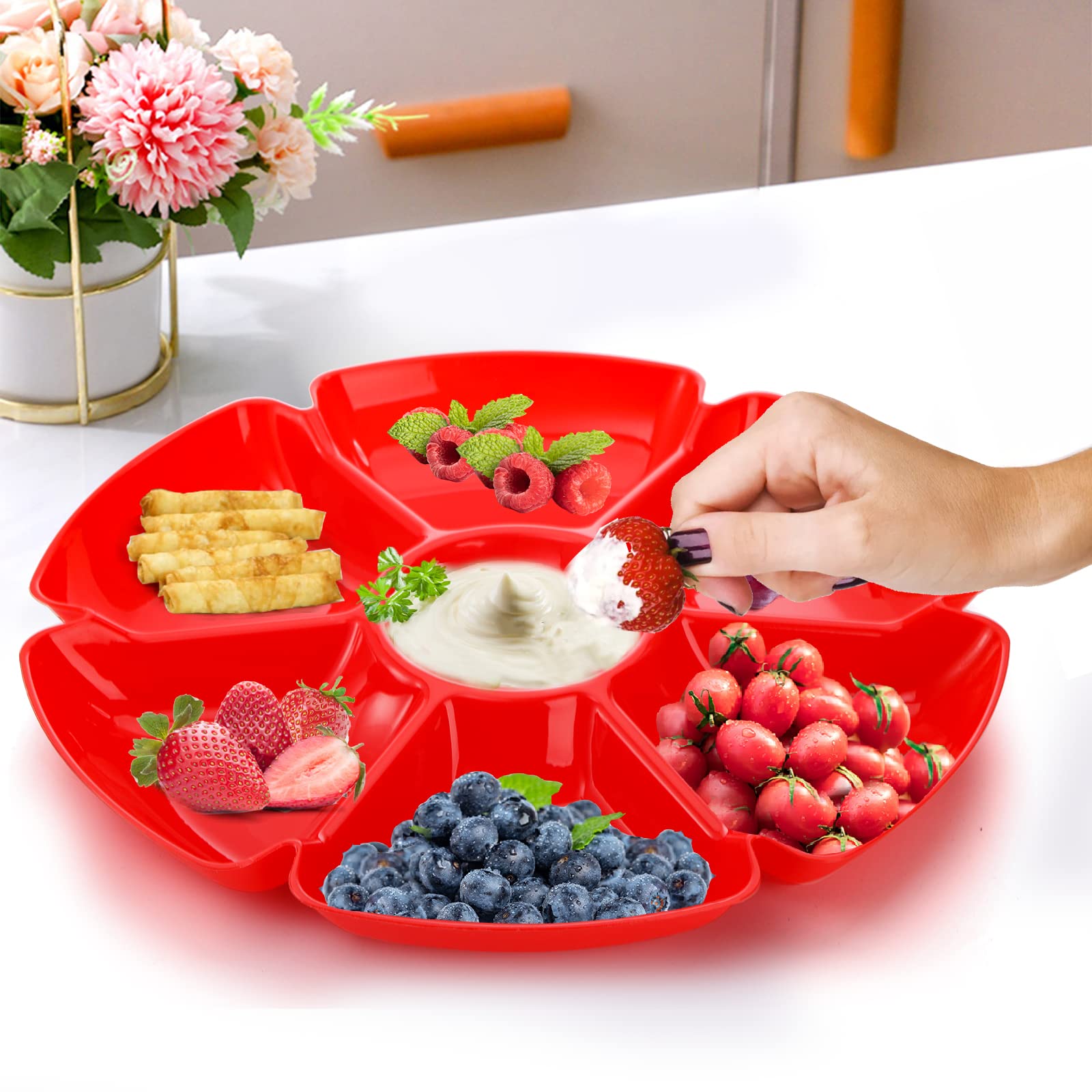 Bandeja AVLA con diseño en flor para frutas y snacks