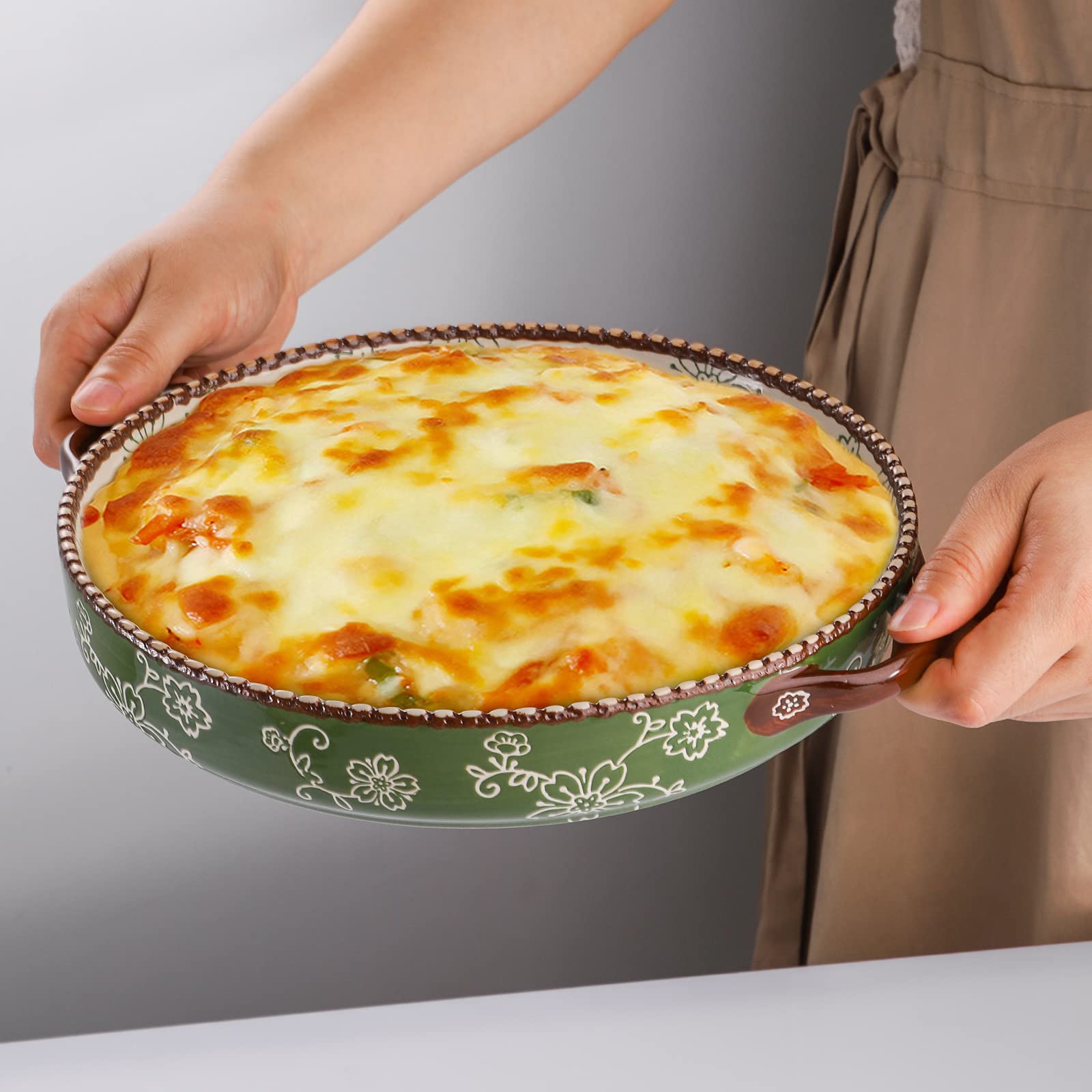 AVLA bandeja cerámica 9 pulgadas con mango doble, ideal como regalo para casa