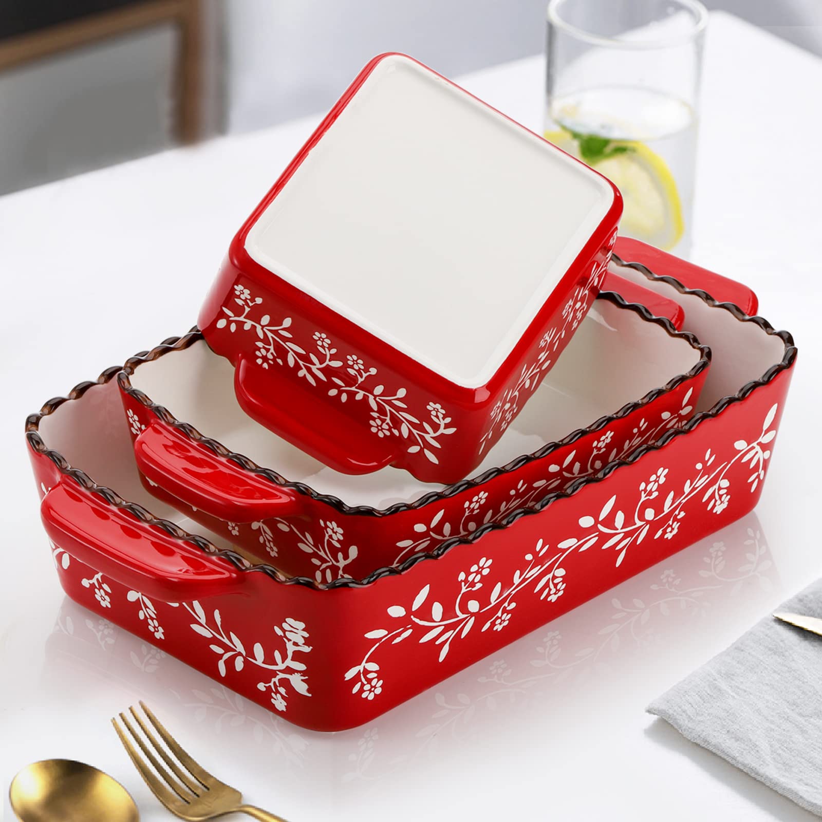 AVLA bandeja rectangular pequeña con asas, ideal para postres o porciones individuales.