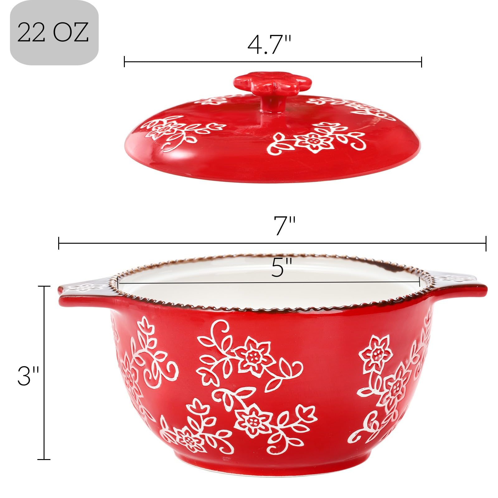 AVLA conjunto de 4 tazones cerámicos para porciones individuales con estilo.