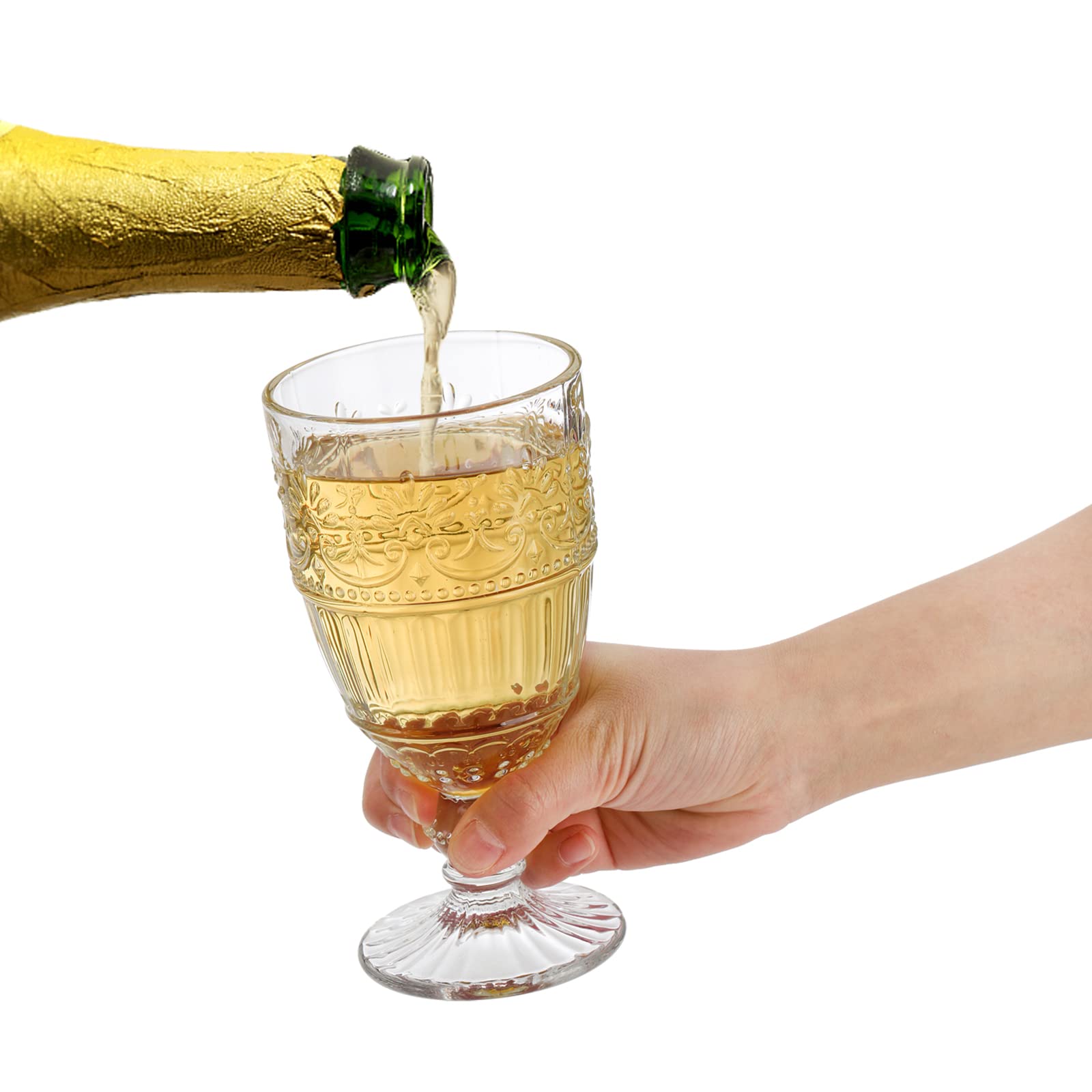 AVLA copas cristal para vinos 12oz relieve; complemento perfecto para cenas.