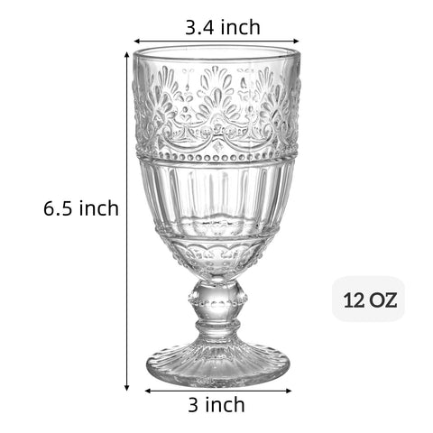 AVLA copas cristal vintage flor relieve, perfectas para brindis y ocasiones especiales.