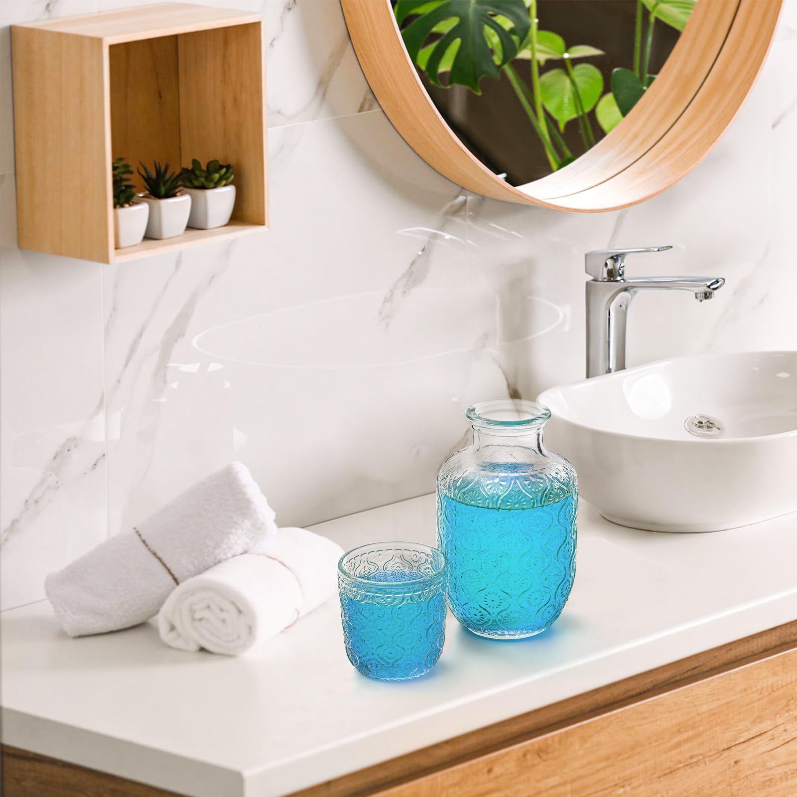AVLA vidrio decorado con motivos florales para la mesa.