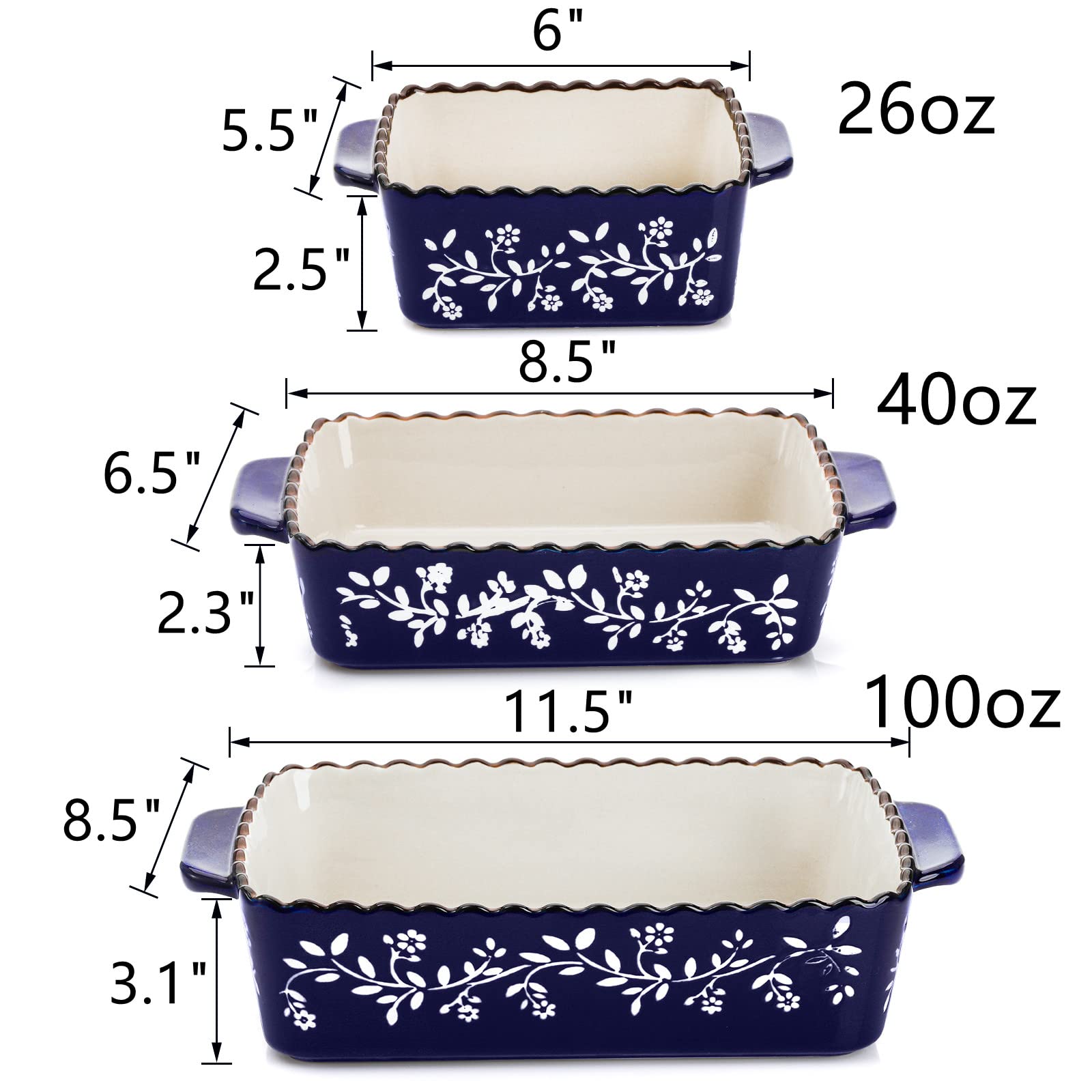 AVLA fuente rectangular azul cobalto para hornear lasañas y servir directamente.
