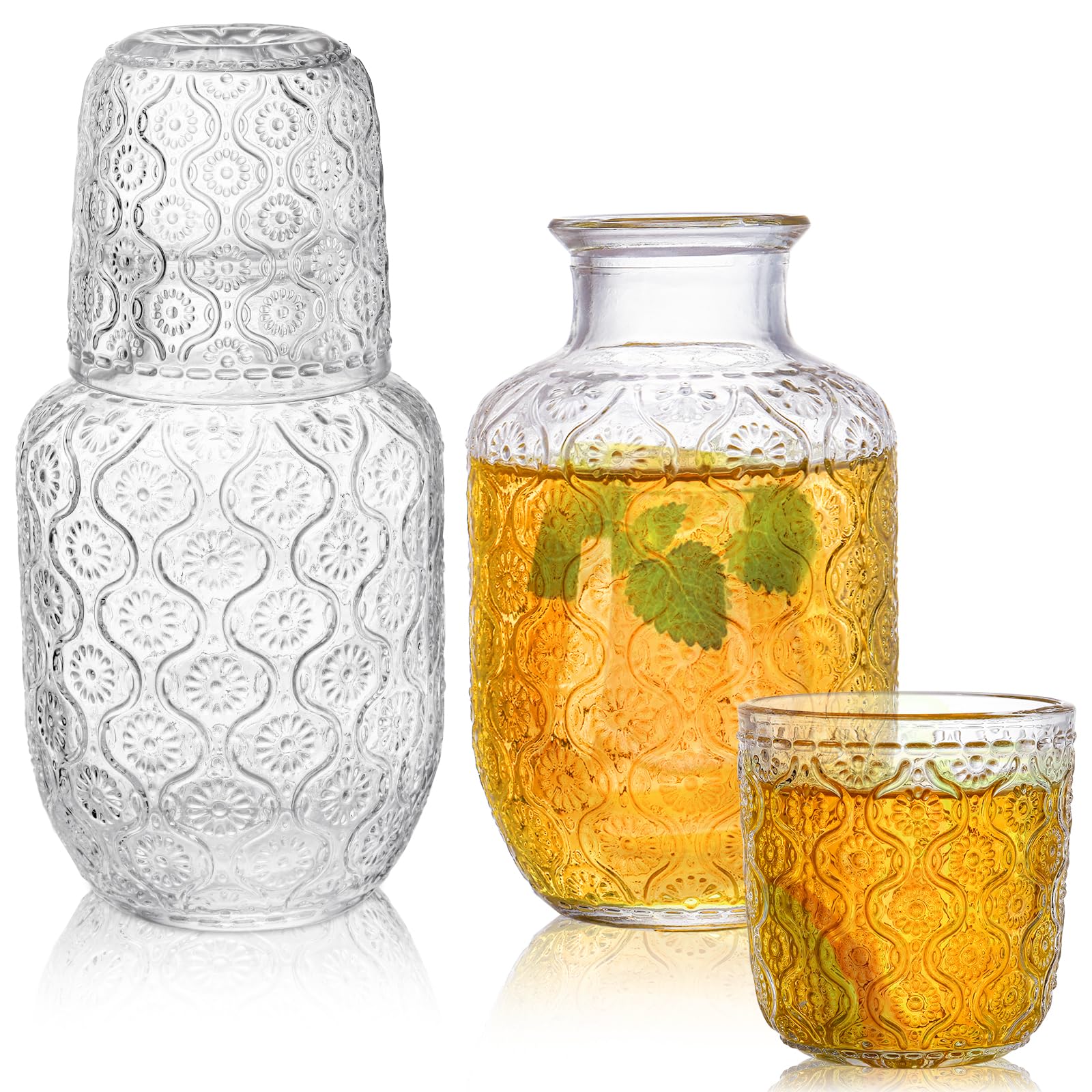 AVLA jarra de agua para mesita de noche, 20 oz, diseño elegante y práctico.