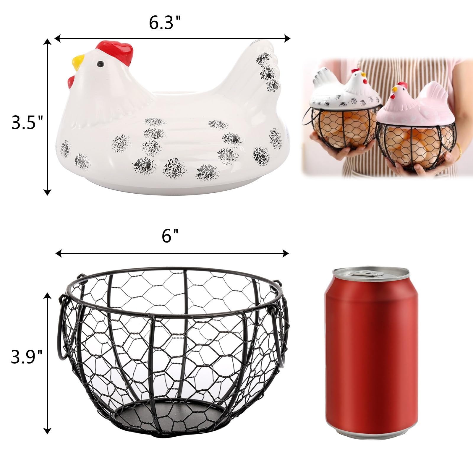 AVLA tapa cerámica en forma de gallina para proteger huevos.