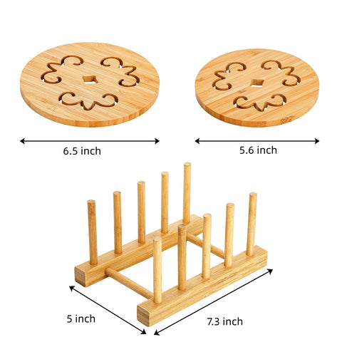 AVLA posavasos de bambú con textura natural protege superficies del calor.