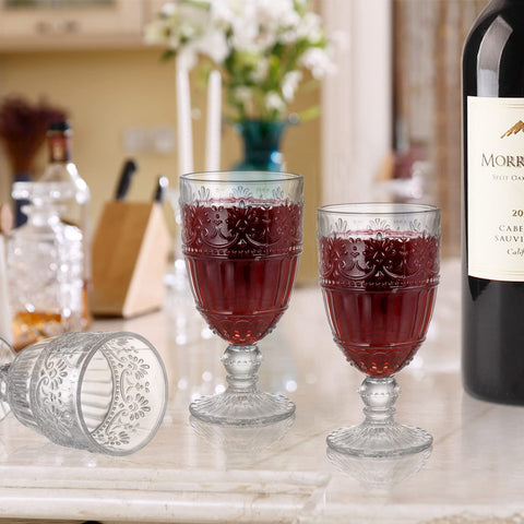 AVLA vasos cristal para bar y fiesta, 12oz, relieve; ideales para brindar.