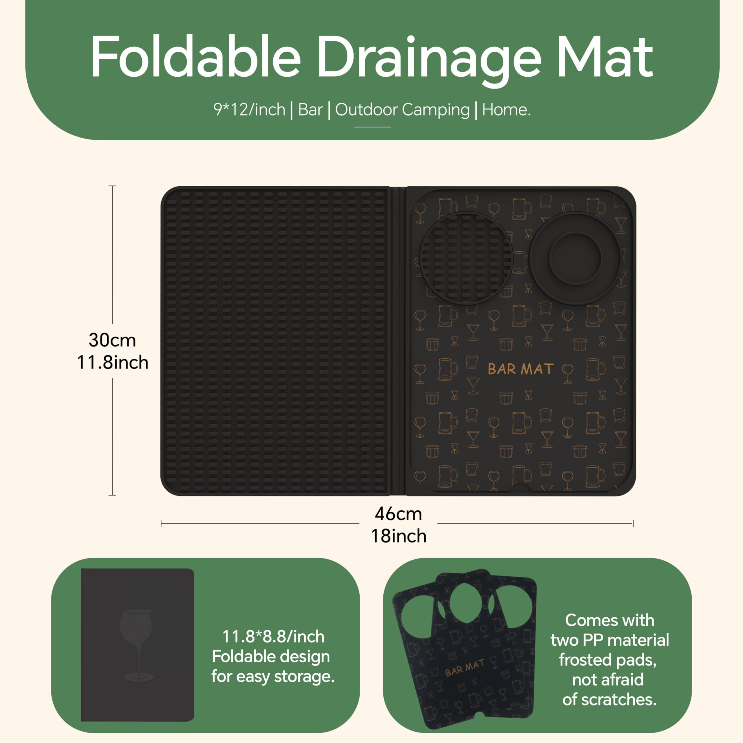 AVlovasd bar mat con bandeja borde para sal y azúcar en rimming.