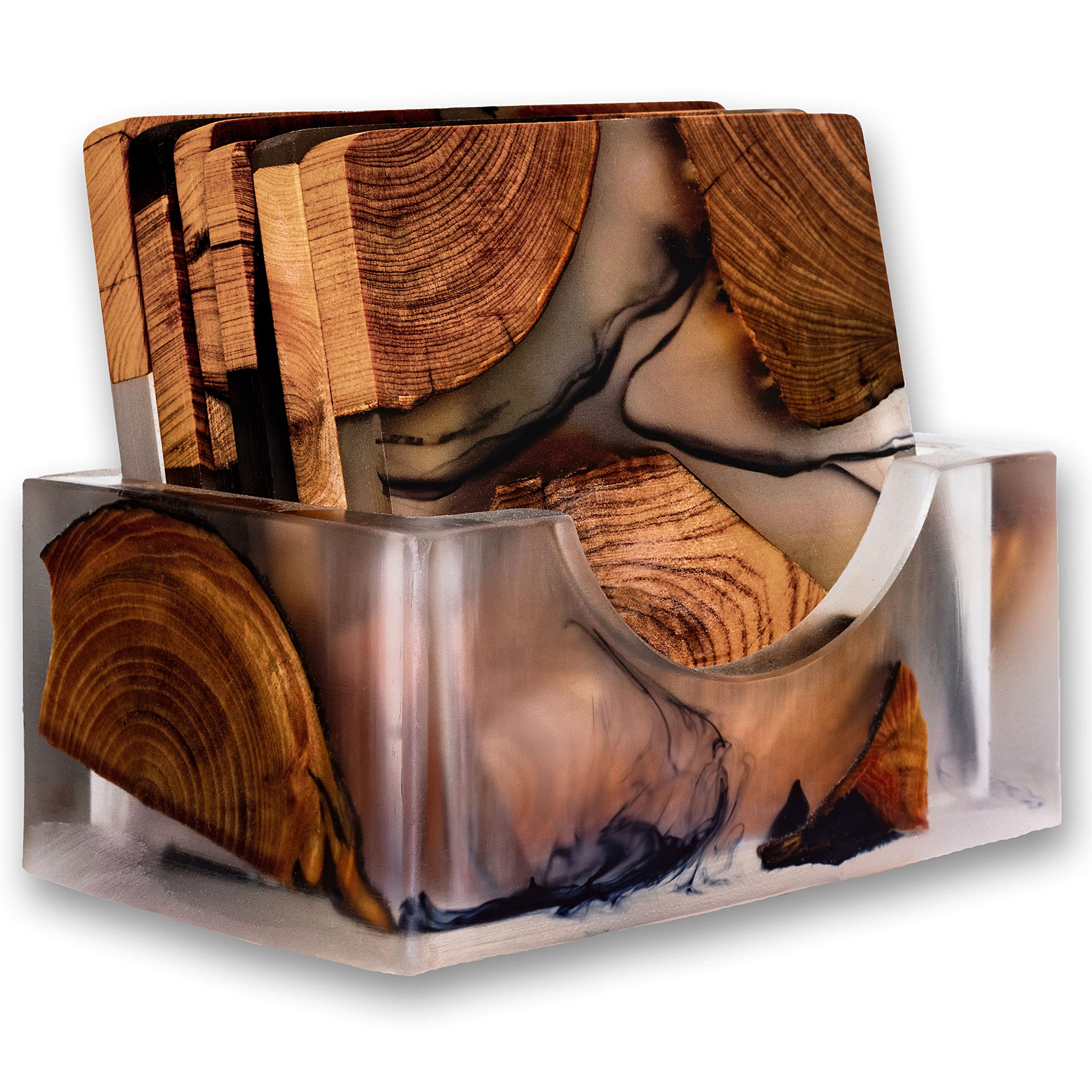 AVOCRAFTS posavasos de cedro con epoxy, 4-pack, protegen superficies con estilo