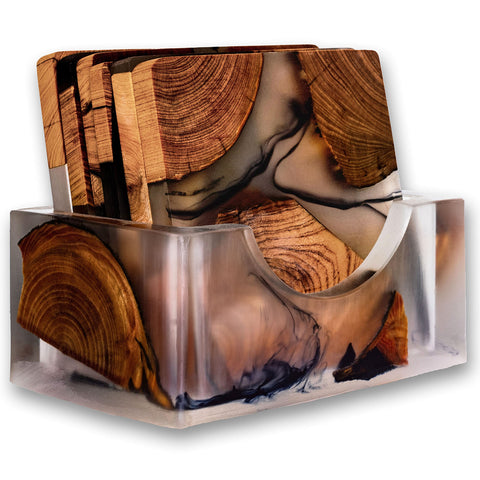 AVOCRAFTS posavasos de cedro con epoxy, 4-pack, protegen superficies con estilo