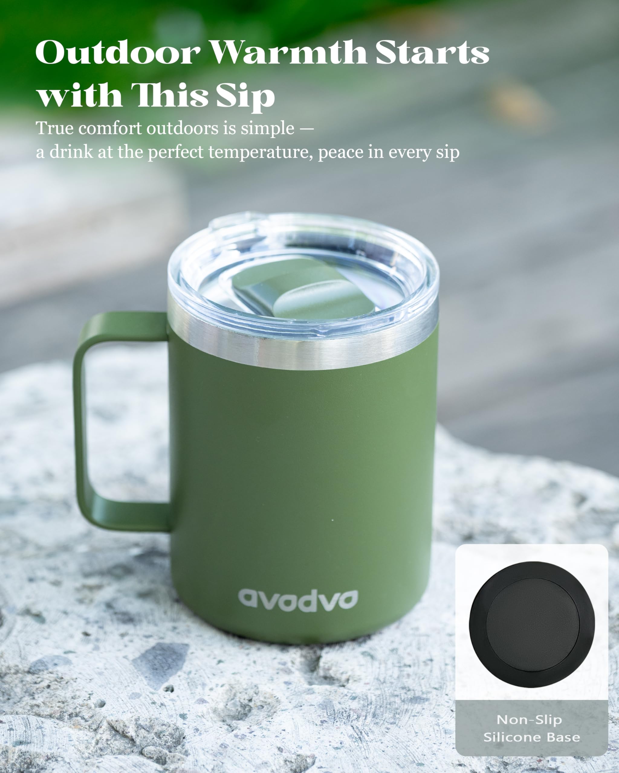 avodvo taza 12oz aislada en acero inoxidable, fácil de limpiar y reutilizable.