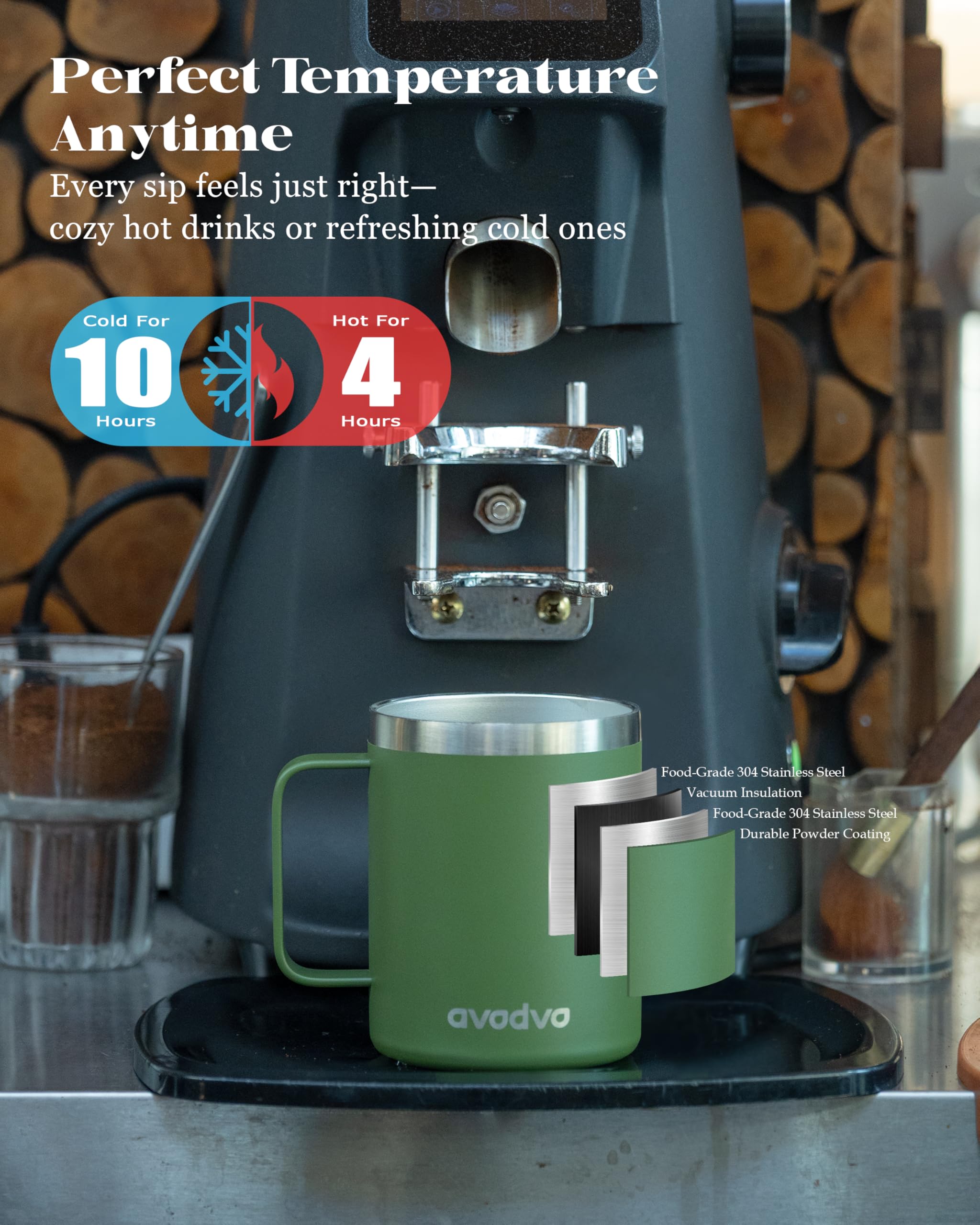 avodvo taza 12oz aislada con tapa para beber, perfecta para la oficina.