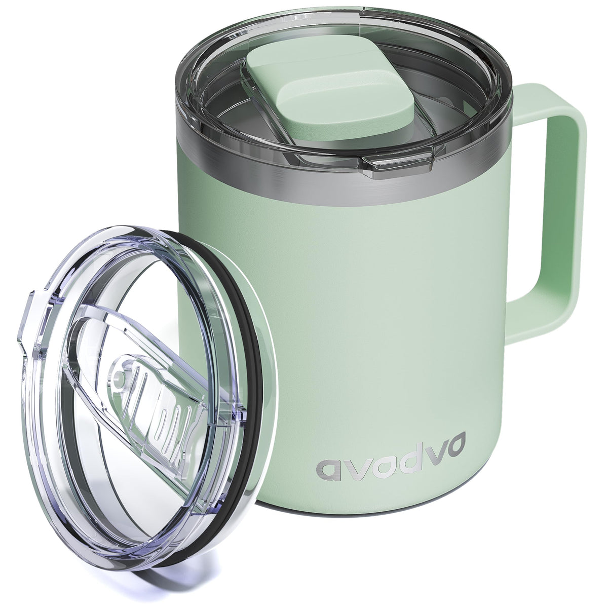 Taza avodvo 12oz aislada menta frontal: mantiene el café caliente por horas