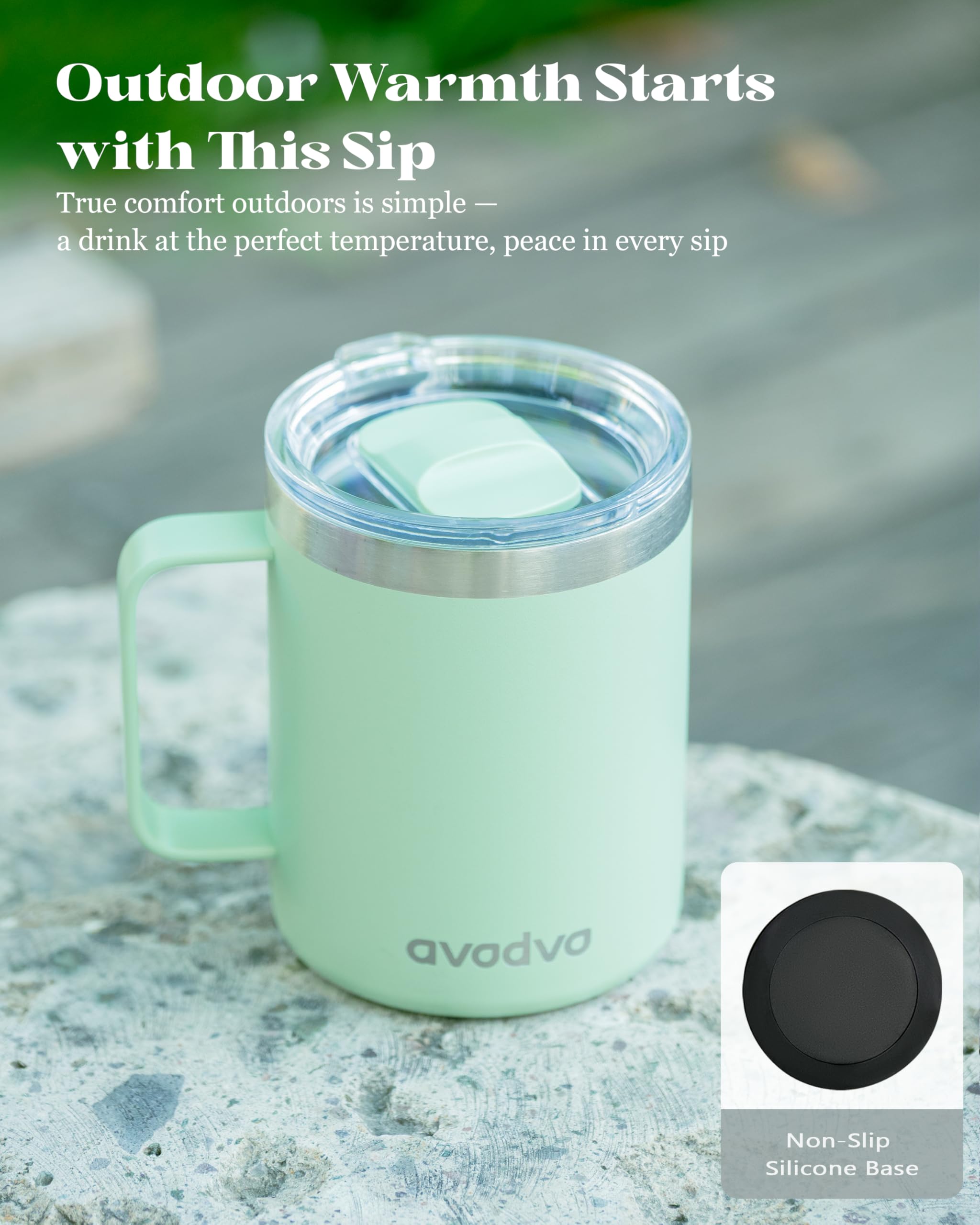 Manija ergonómica avodvo 12oz menta: transporte cómodo