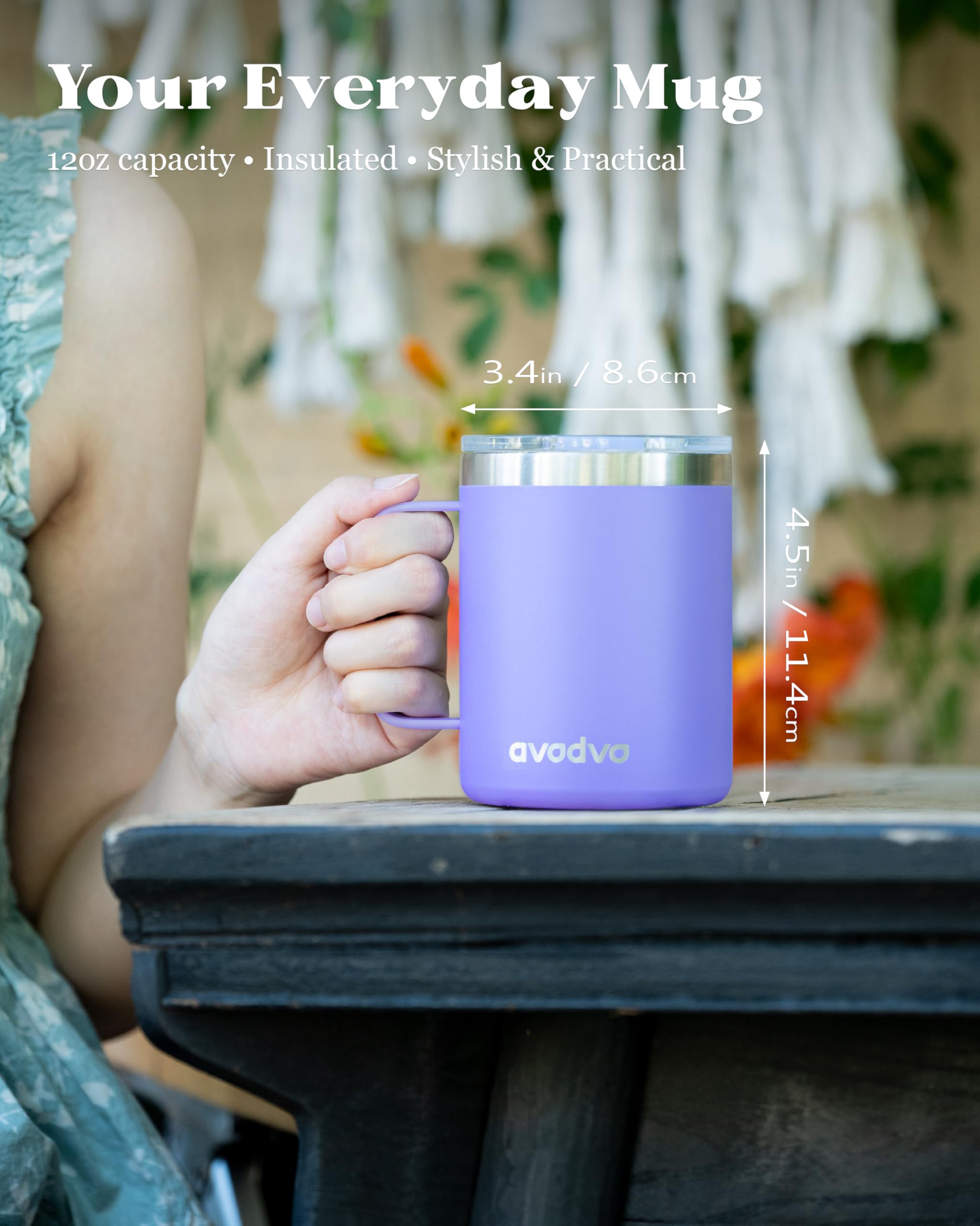 Avodvo Taza Café en acero inoxidable 304, duradera y fácil de limpiar