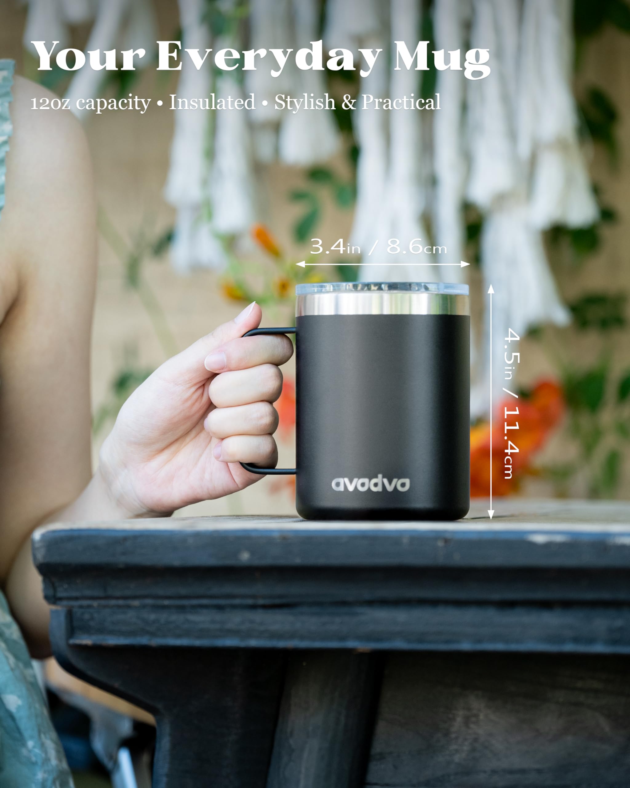Taza avodvo 12oz, doble pared, mantiene bebidas frías o calientes por más tiempo.