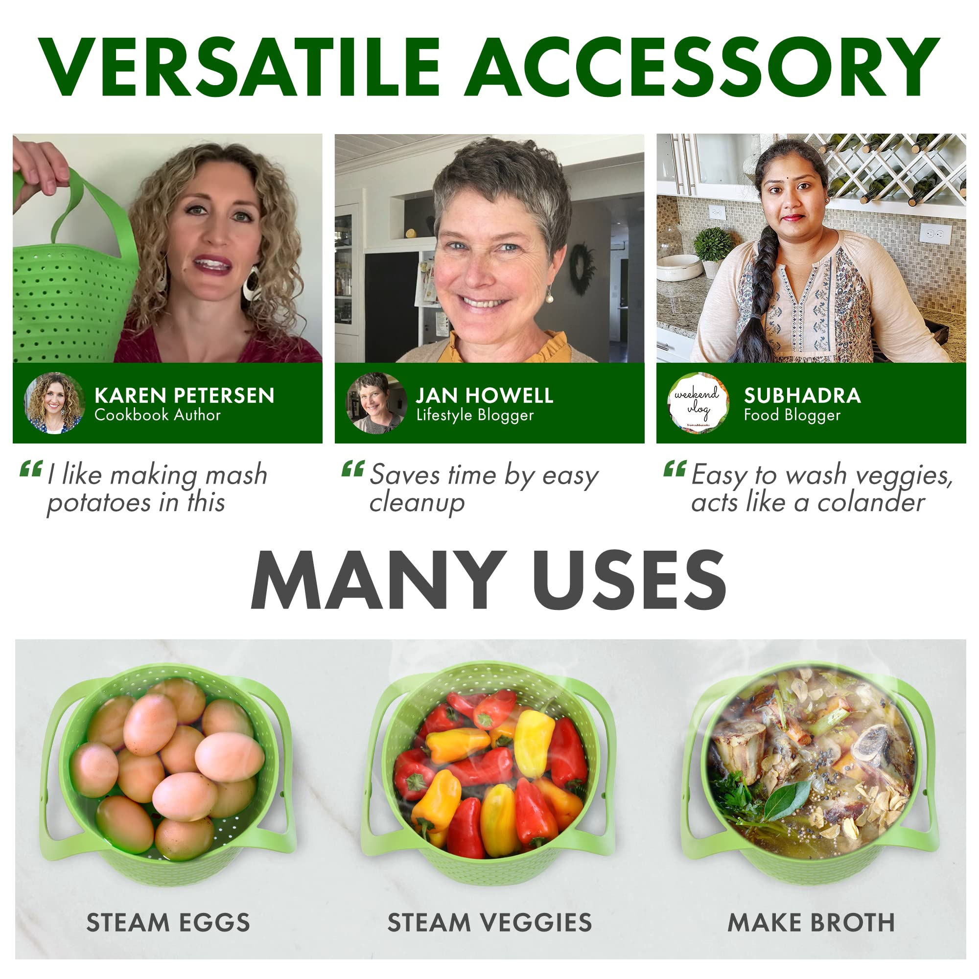 Cesta de vapor Avokado para verduras, protege utensilios y mantiene sabores.