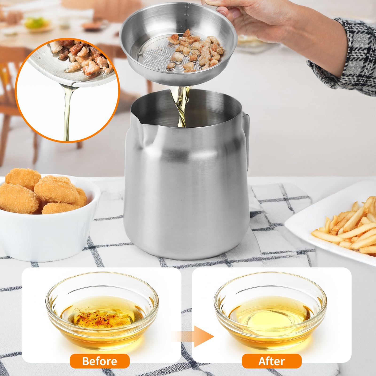 AVOWB.T.Q cesta freír de acero inoxidable con diseño 2 en 1