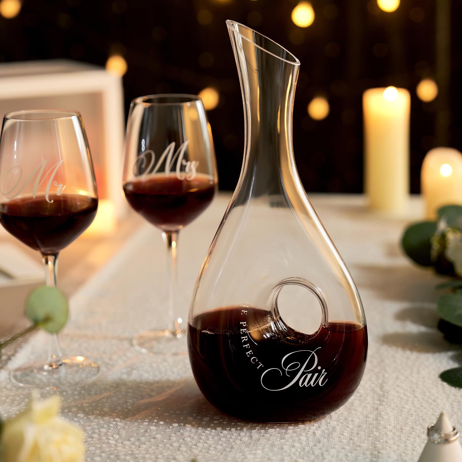 AW BRIDAL copa de vino grabada Sr y Sra para brindis elegante.