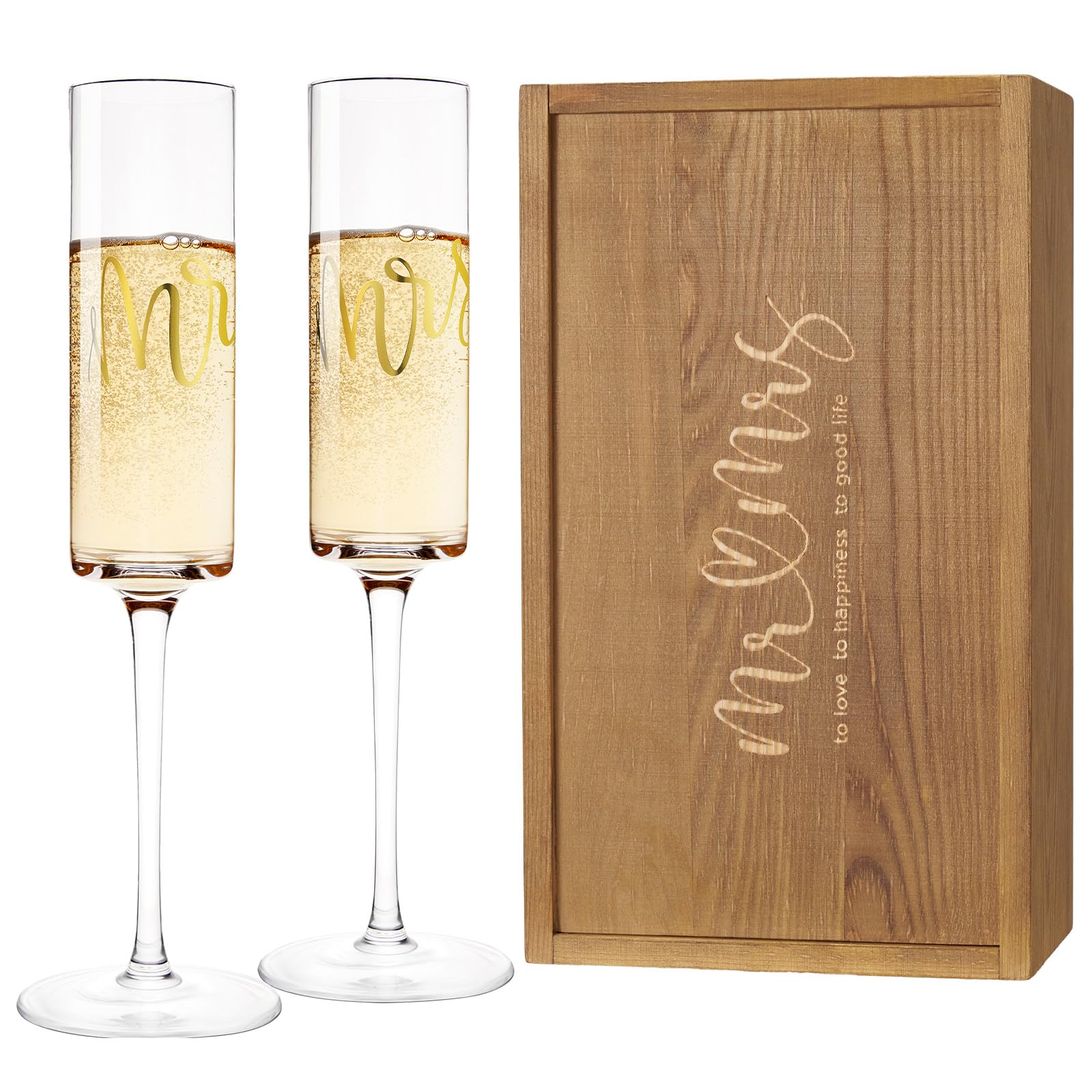 Copas AW BRIDAL Mr y Mrs con cristal claro para brindis elegante