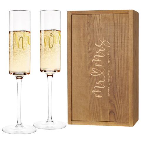 Copas AW BRIDAL Mr y Mrs con cristal claro para brindis elegante