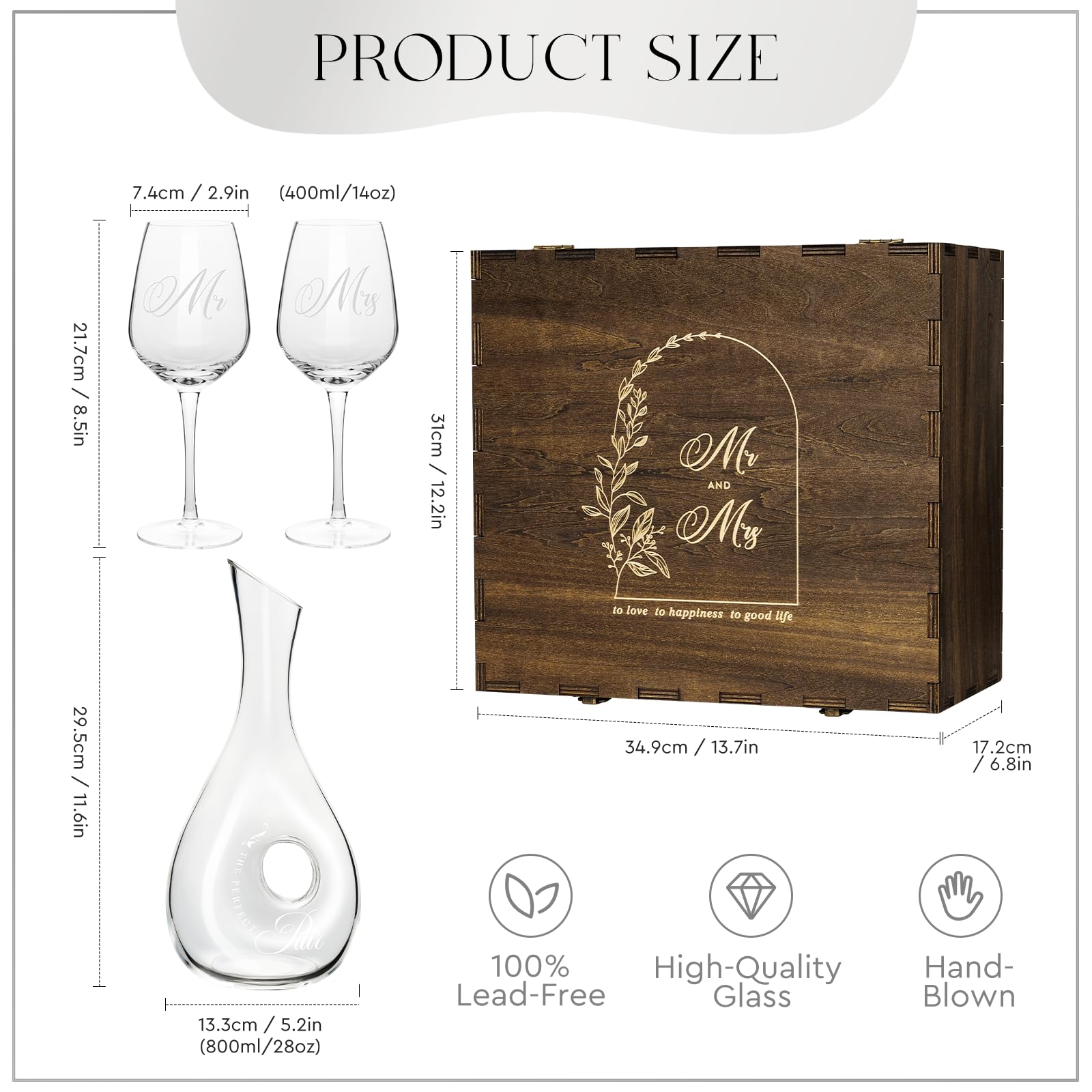 AW BRIDAL decantador 800ml realza aromas y sabor del vino.