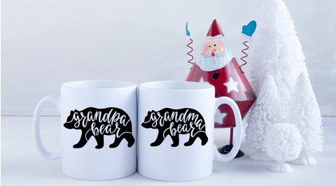 Tazas AW Fashions con impresión doble, abuela y abuelo, para compartir café.