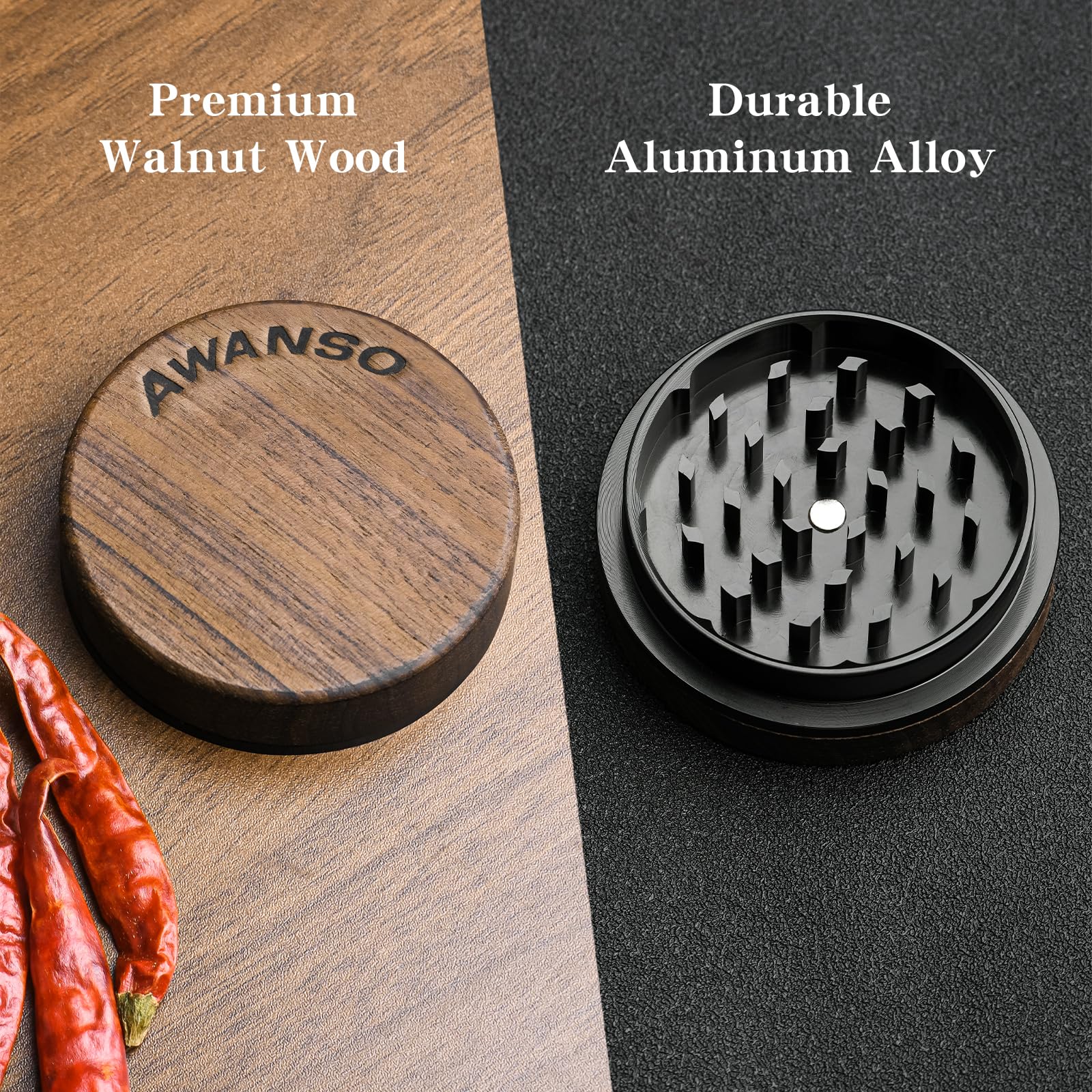 Awanso mango ergonómico de aluminio ofrece agarre cómodo.