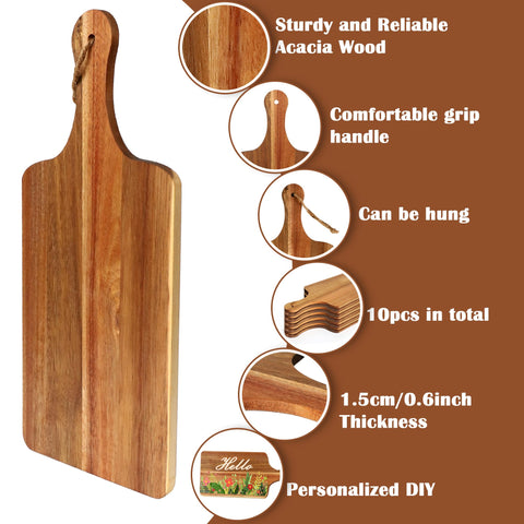Aweyka tabla de corte de acacia para servir queso, pan y carnes.