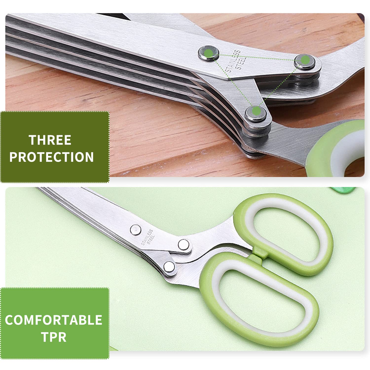 AWinjoy tijeras hierbas con tapa de protección para almacenamiento seguro.