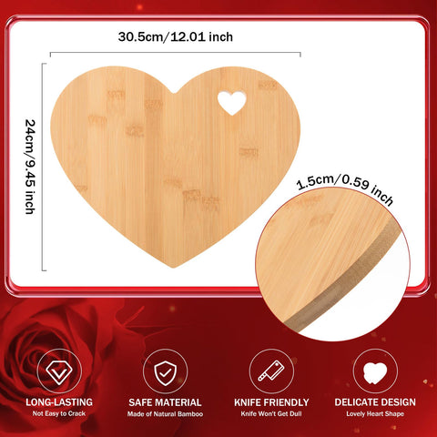 Tabla AWIZOM en forma de corazon para quesos y charcuteria, textura rustica