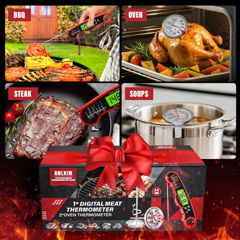 Set AWLKIM de 3 termómetros de cocina para uso diario y fiestas.