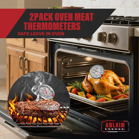 Termómetro de horno AWLKIM con dial de 2,5 pulgadas y acero inoxidable 304.