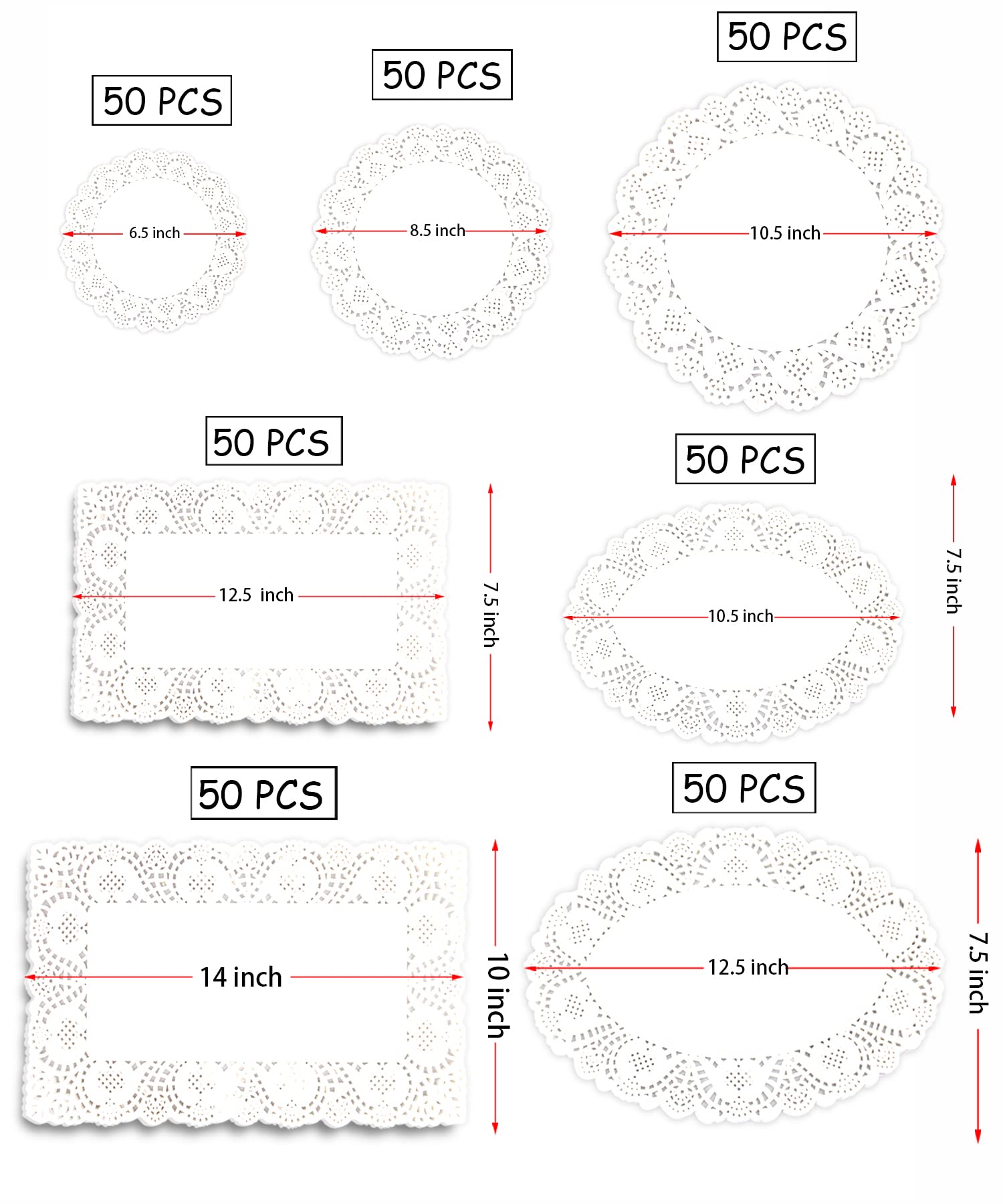 Awsaccy doilies redondos de encaje, base de 10,5 pulgadas para servir postres con estilo.