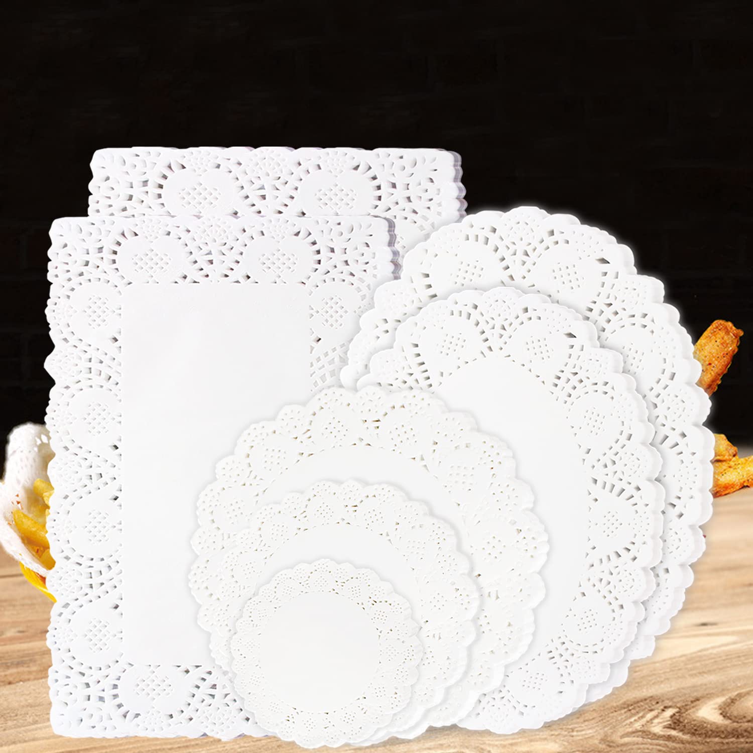 Awsaccy doilies redondos de encaje, base de 6,5 pulgadas para embellecer presentaciones.