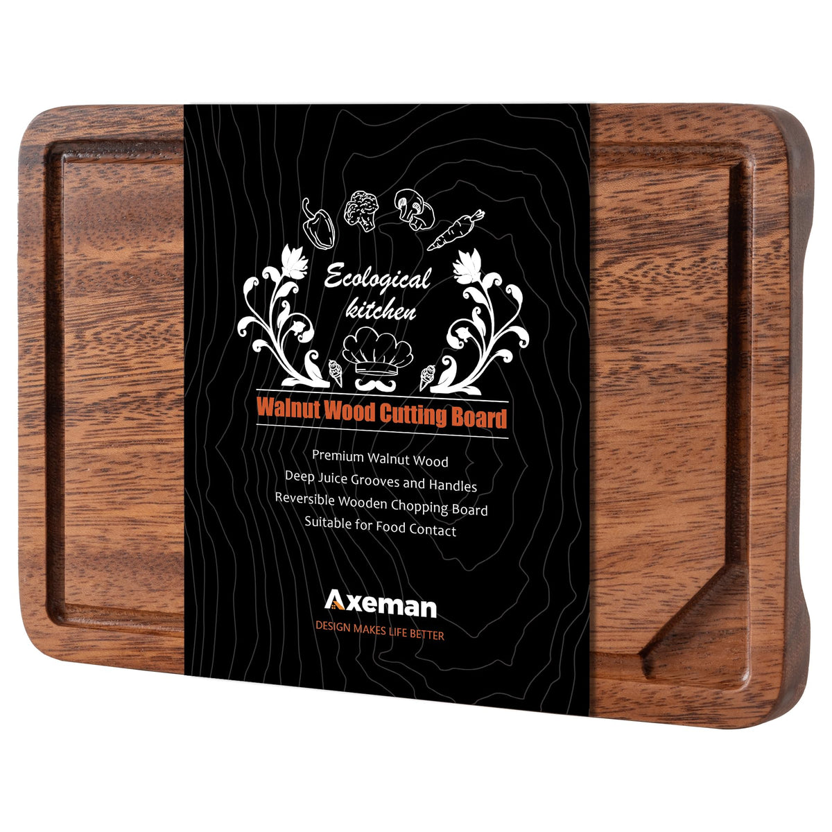 Axeman mini 9x6 tabla de corte de nuez americana, superficie dura para cortes limpios