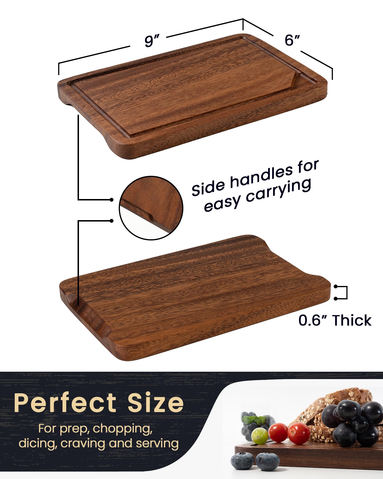 Axeman tabla para carne y verduras, superficie estable para cortar con precisión