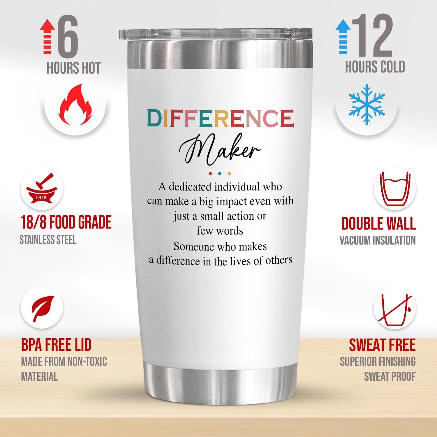 Vaso termo AXIARA acero inoxidable, tapa hermética para viajes.