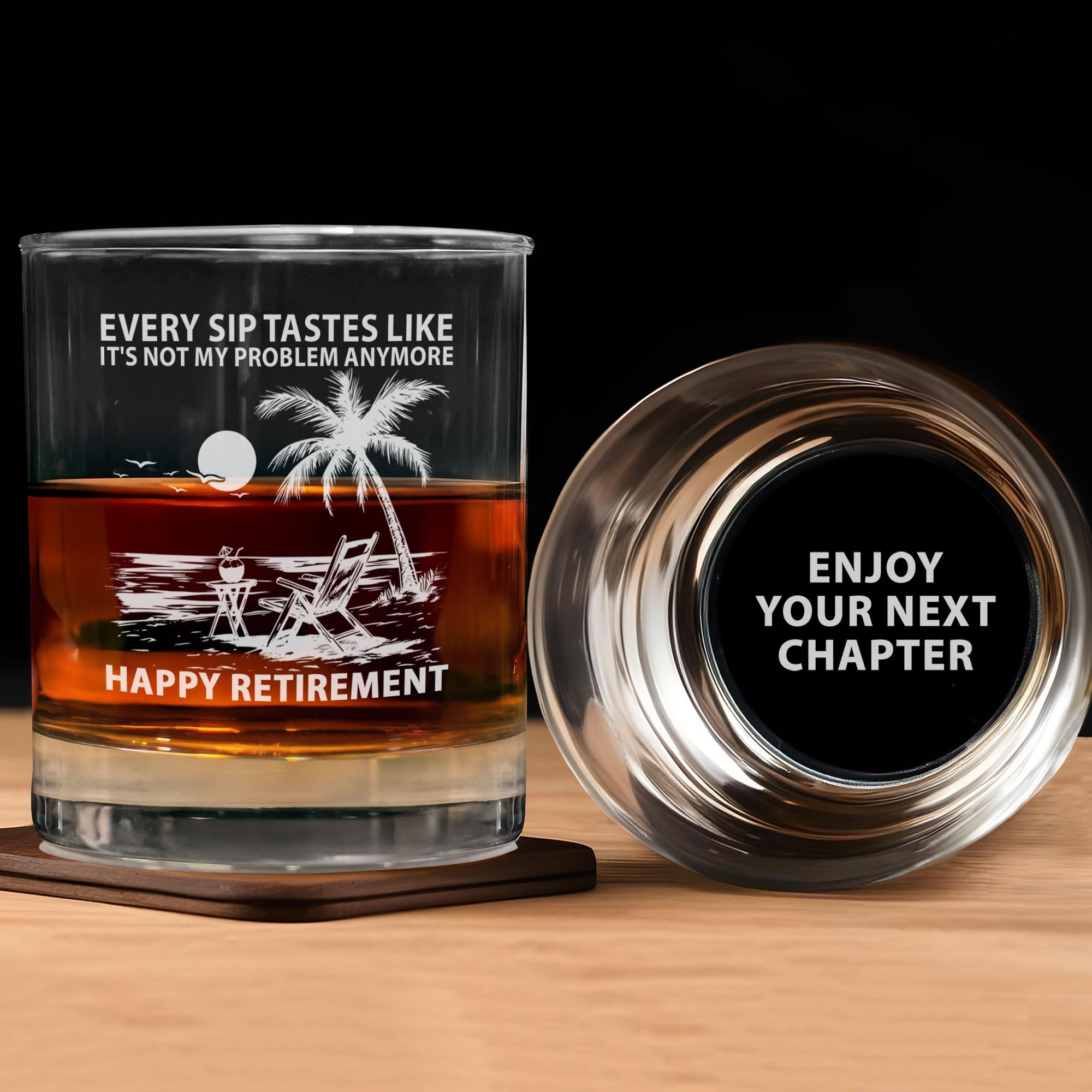 AXIARA vaso de whisky con grabado frontal, ideal para celebrar la jubilación.