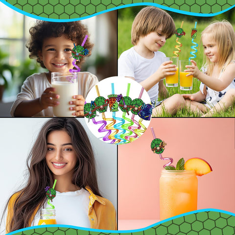AXUOCDH pajitas tortugas verdes caparazones-4, seguras para niños.