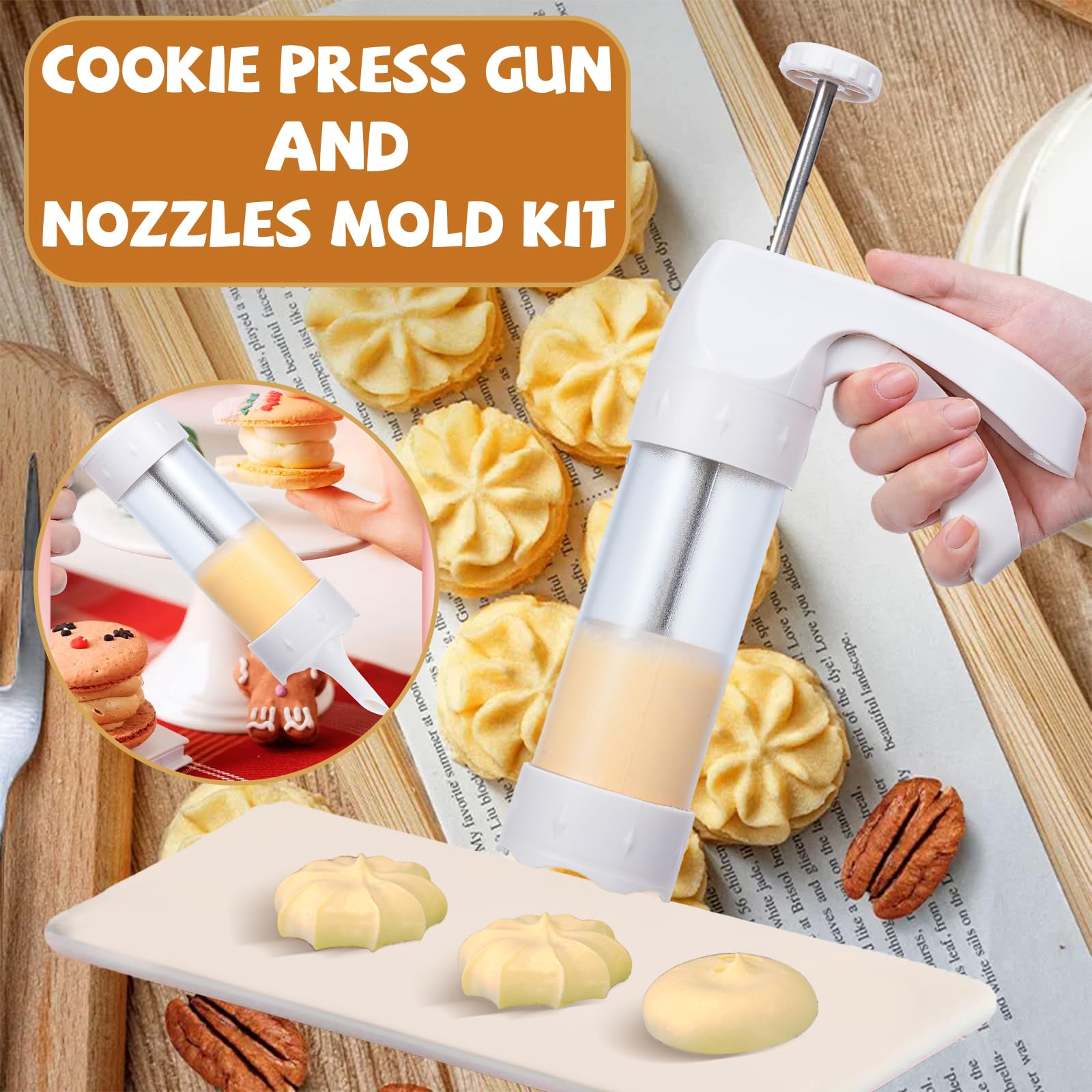 AXWATDEI prensa de galletas blanca, duradera y segura para la cocina