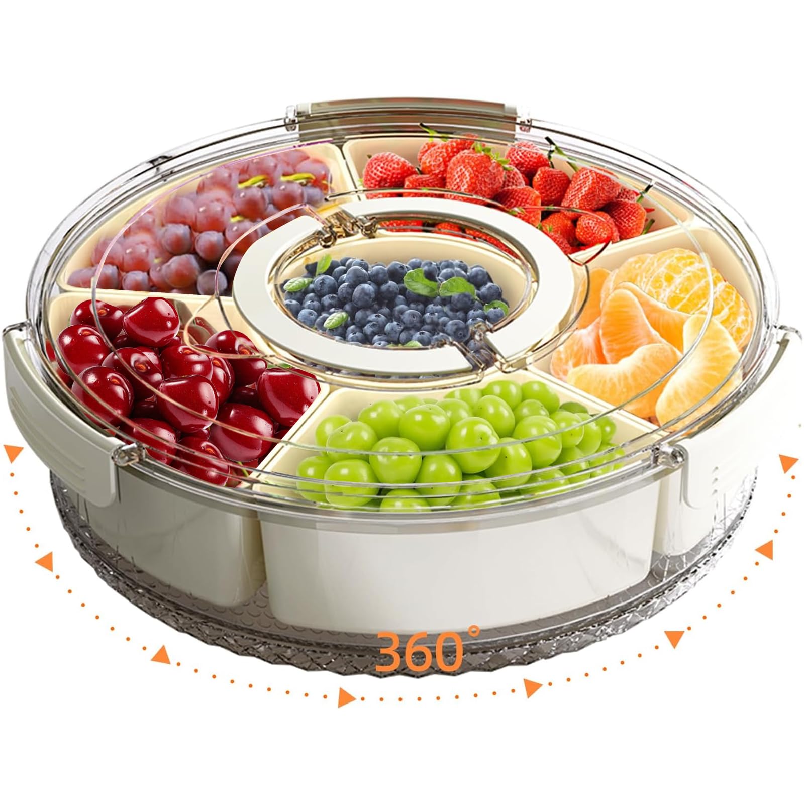 AYauGamA bandeja dividida con tapa y mango, ideal para organizar snacks en casa