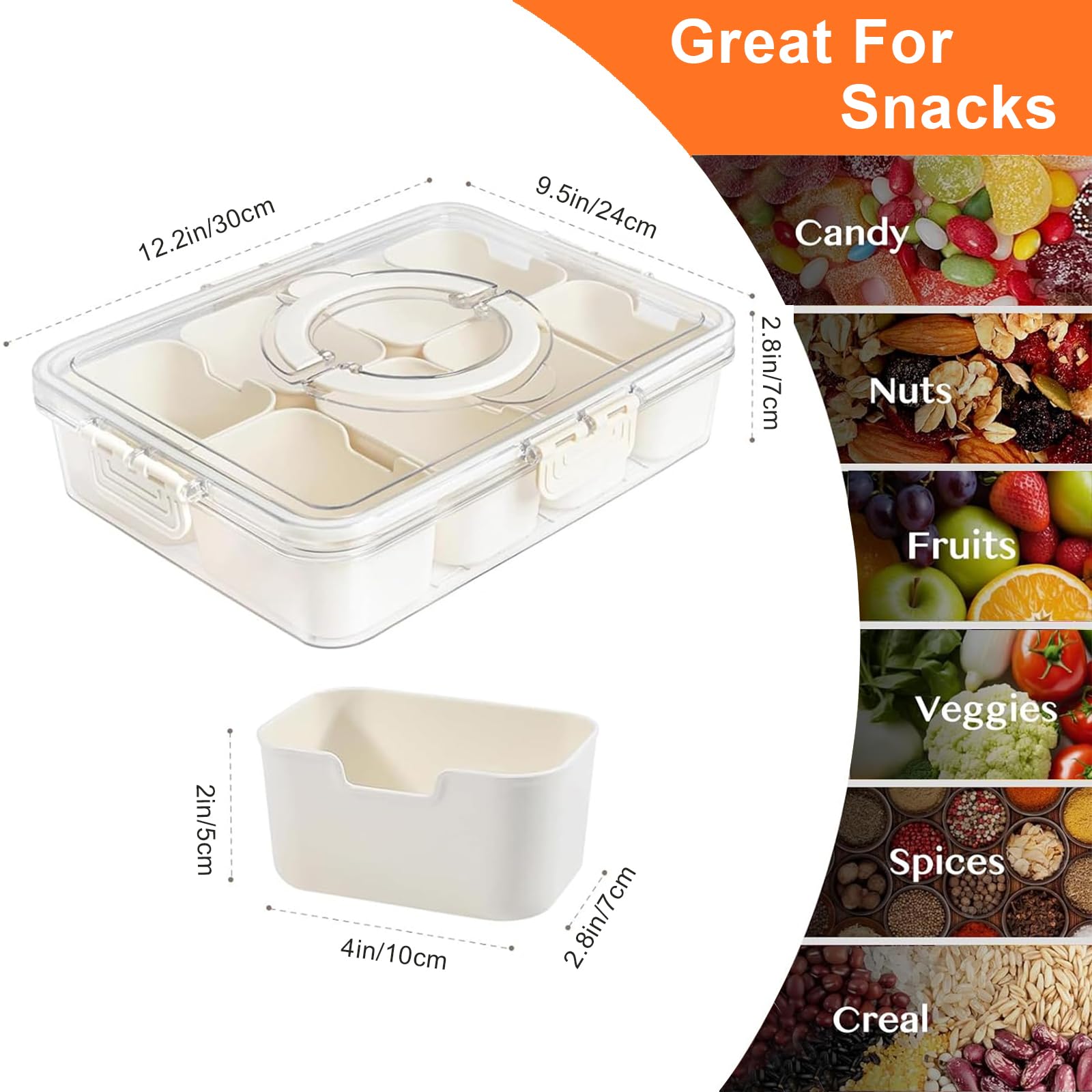 AYauGamA Snackle Box muestra tapa transparente y contenedor claro para ver contenido.